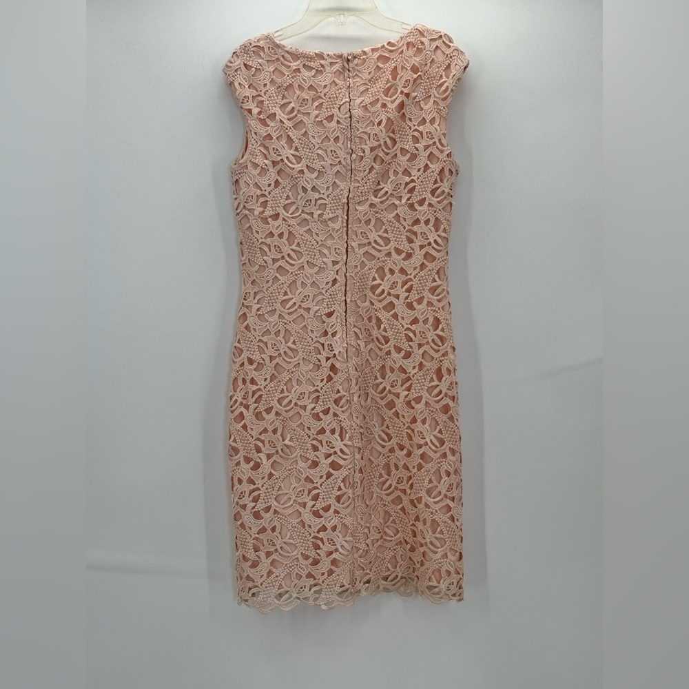 Lauren Ralph Lauren Blush Pink Lace Sheath V-Neck Sleeveless Cocktail Dress SZ 8 - Picture 5 of 15